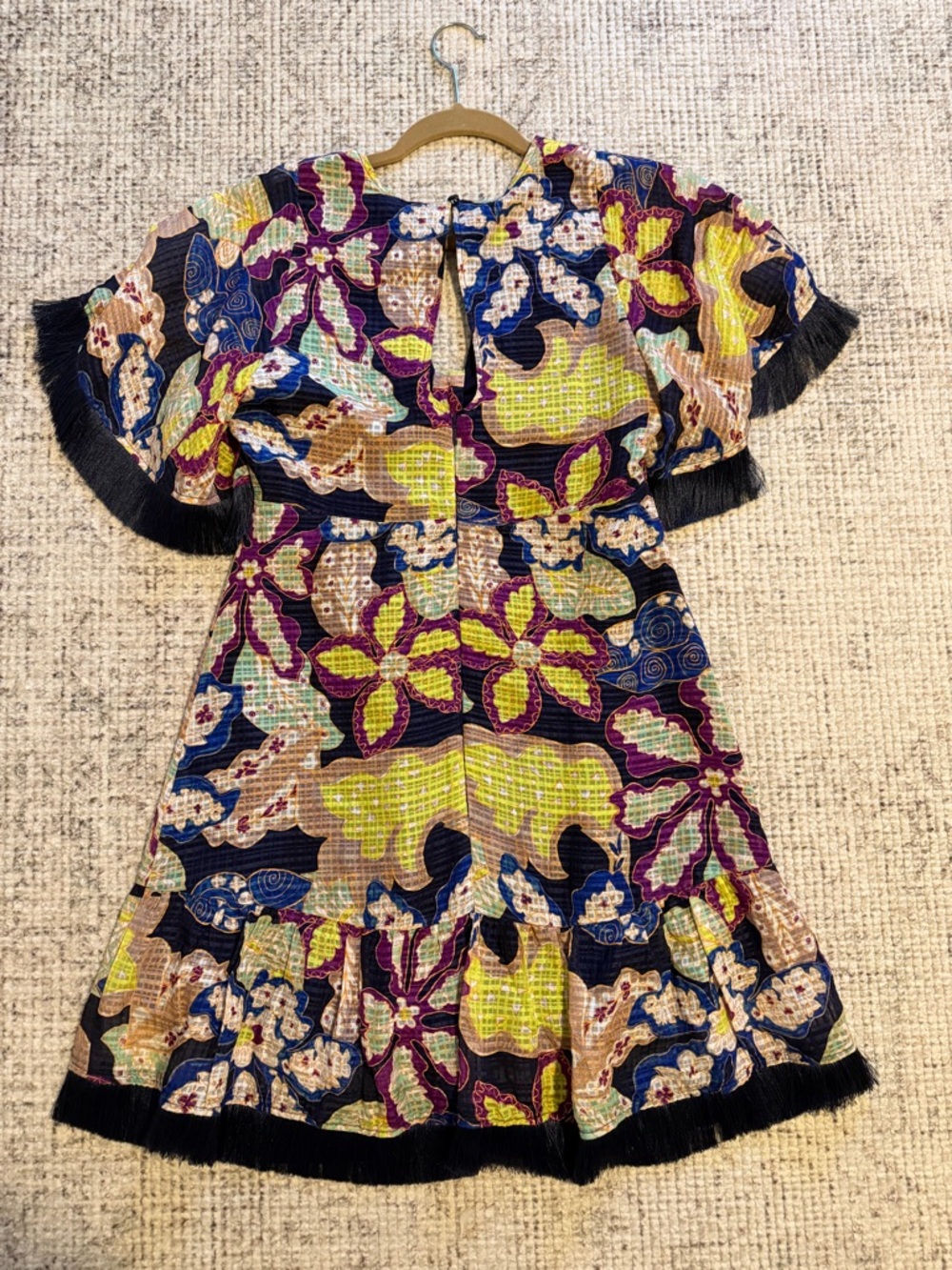 Marie Oliver Multicolor Floral Mini Dress with Navy Trim - Picture 3 of 4